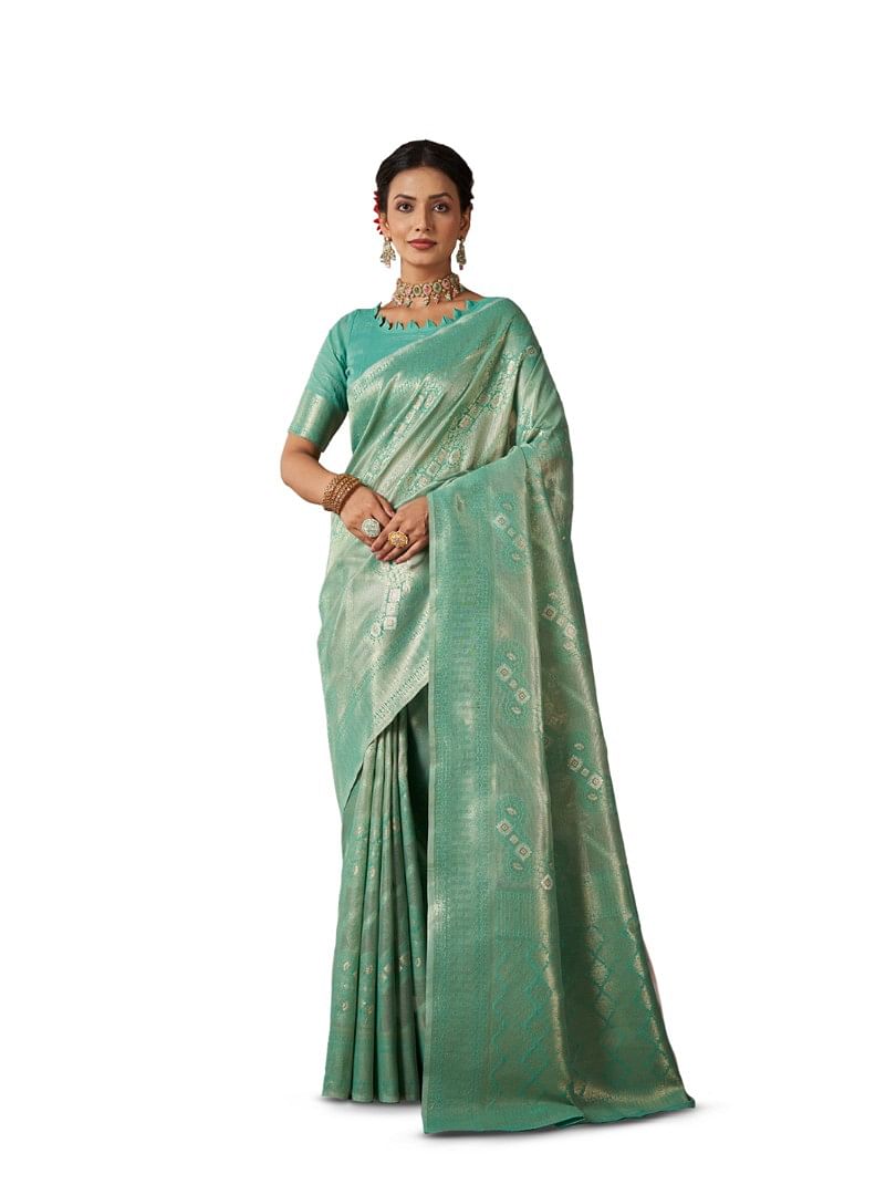 Authenzaa Women Saree YIWS049 Green 