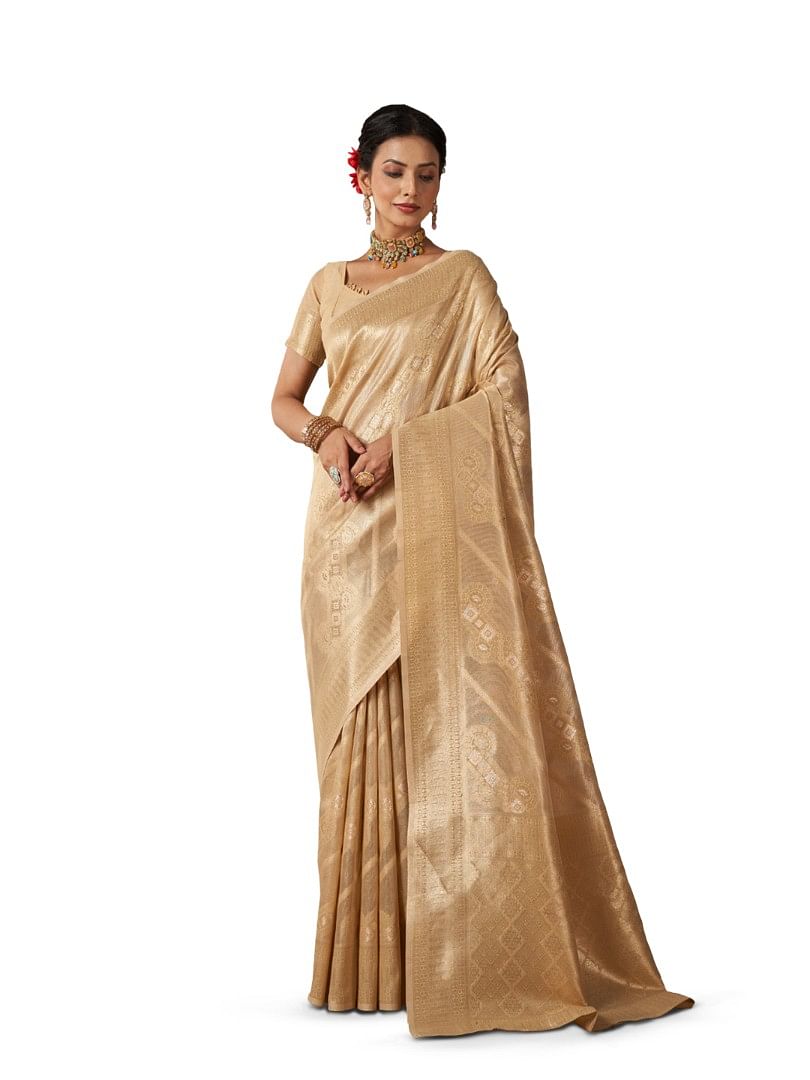 Authenzaa Women Saree YIWS049 Beige 