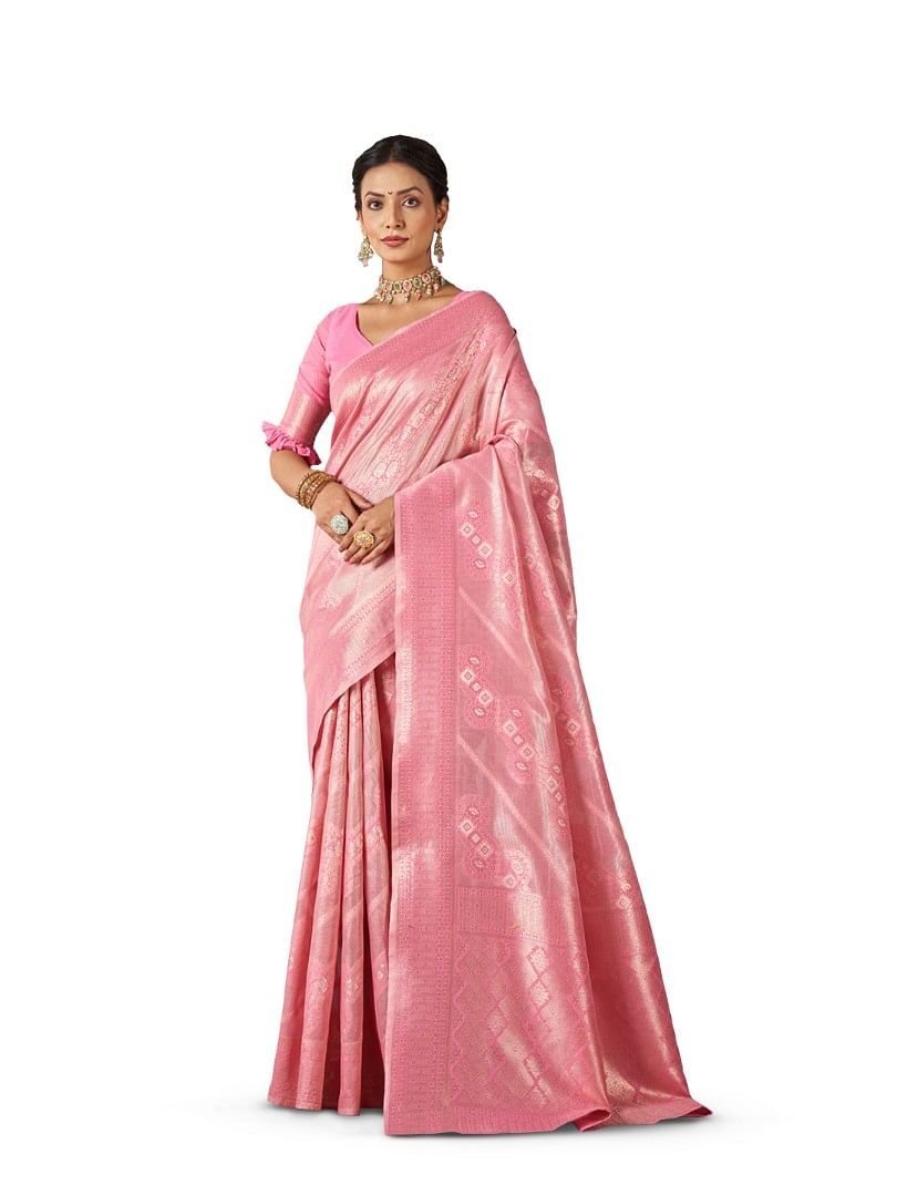Authenzaa Women Saree YIWS049 Pink 