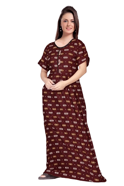 Authenzaa Women Nighty SMWN039 Maroon 