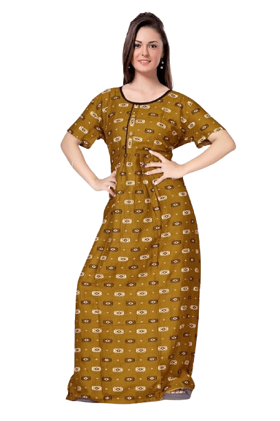 Authenzaa Women Nighty SMWN039 Mustard 