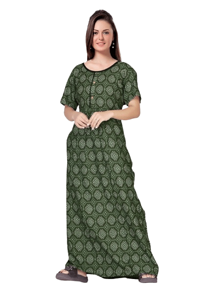 Authenzaa Women Nighty SMWN039 Olive 