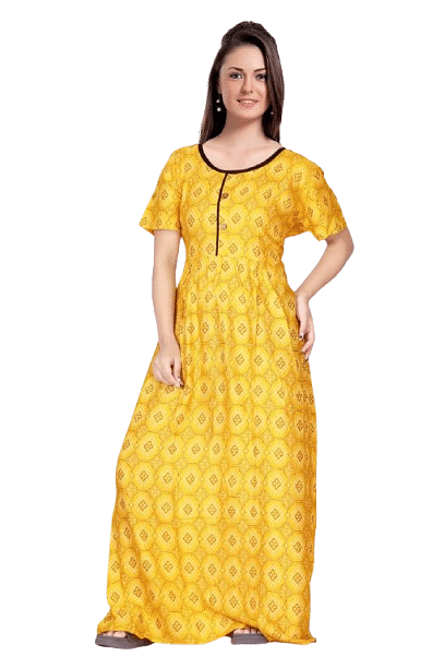 Authenzaa Women Nighty SMWN039 Yellow 
