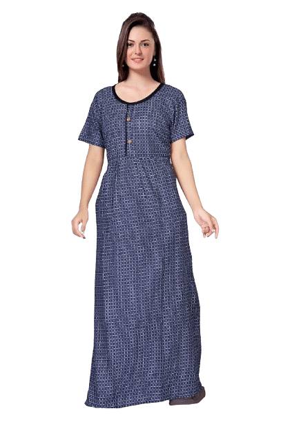 Authenzaa Women Nighty SMWN039 Navy 