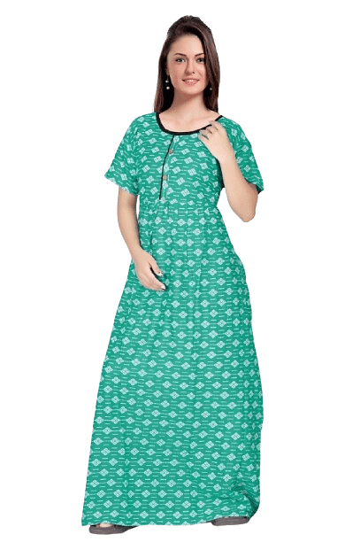 Authenzaa Women Nighty SMWN039 Aqua 
