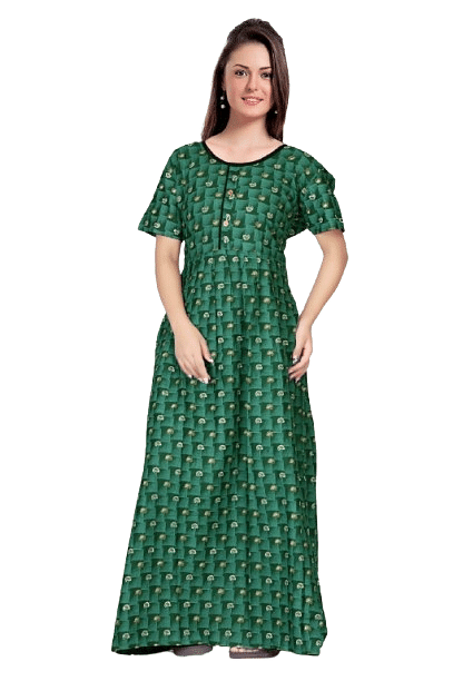 Authenzaa Women Nighty SMWN040 Green 