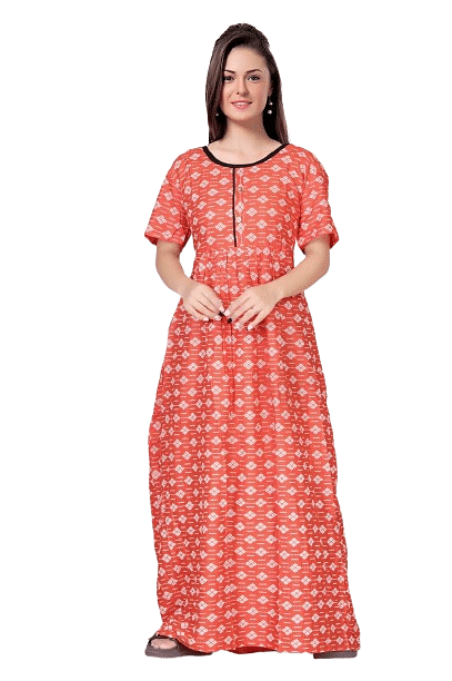 Authenzaa Women Nighty SMWN040 Orange 