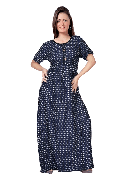 Authenzaa Women Nighty SMWN040 Navy 