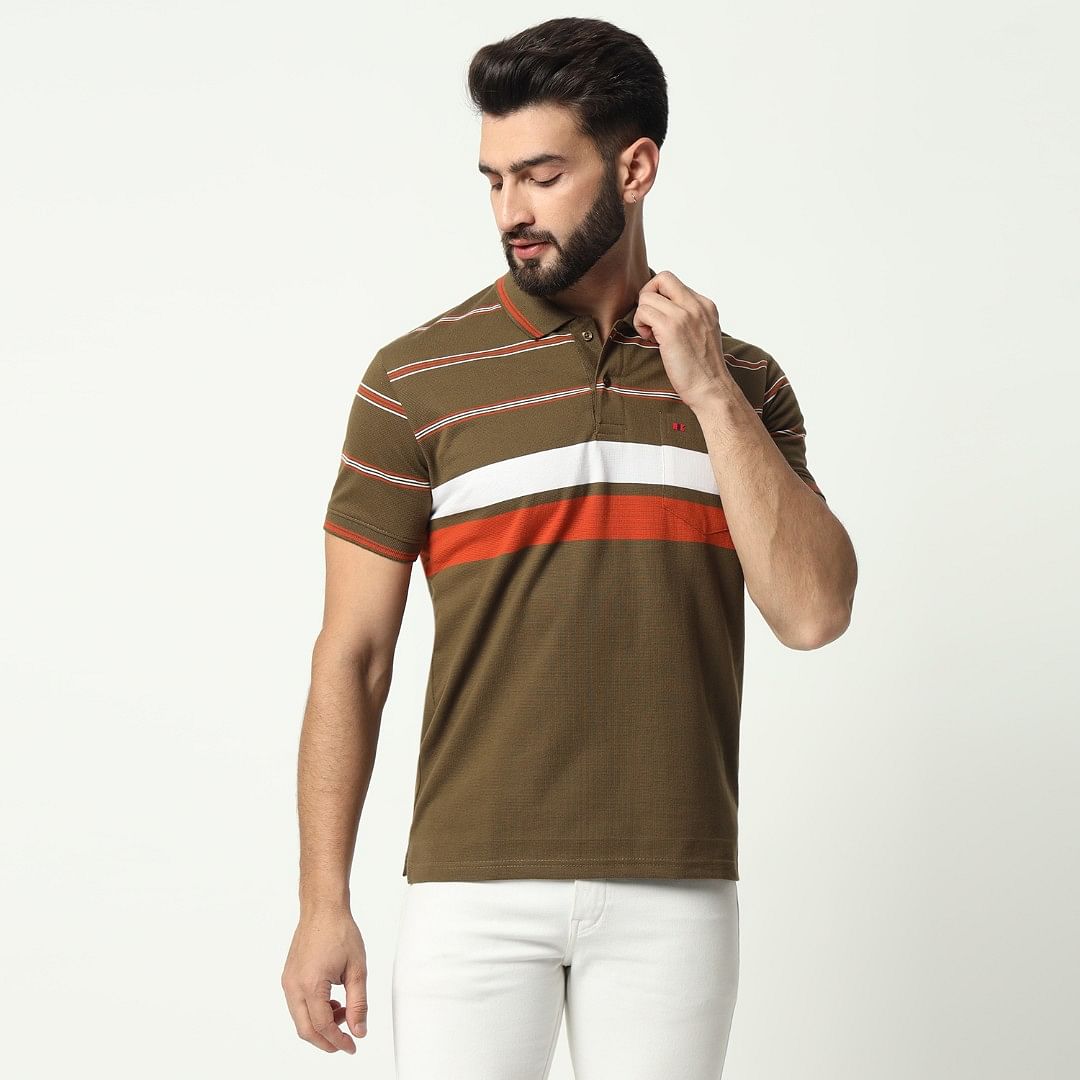 Authenzaa Men Polo T-Shirt GKPT043 Mehandi 