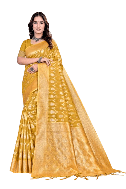 Authenzaa Women Saree YIWS045 Gold 
