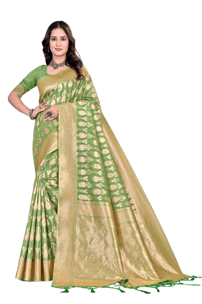 Authenzaa Women Saree YIWS045 Pista 
