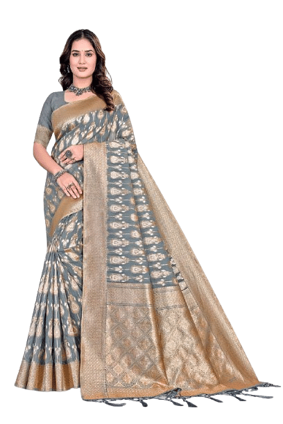 Authenzaa Women Saree YIWS045 Grey 