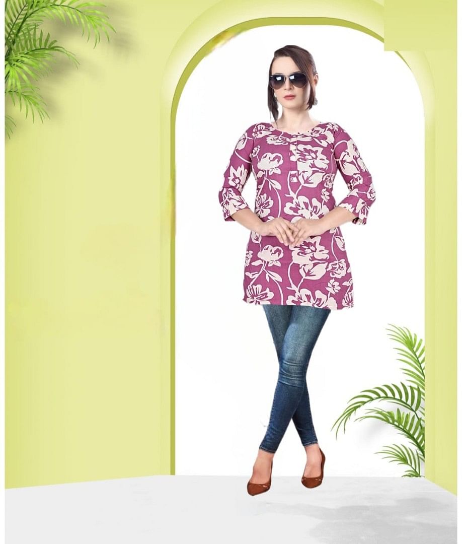 Authenzaa Women Short Kurti SFBKT024 Lavender 