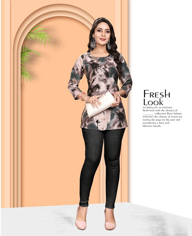 Authenzaa Women Short Kurti SFBKT029 Multi 