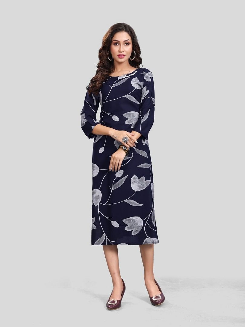 Authenzaa Women Kurti SFBKT045 Navy 