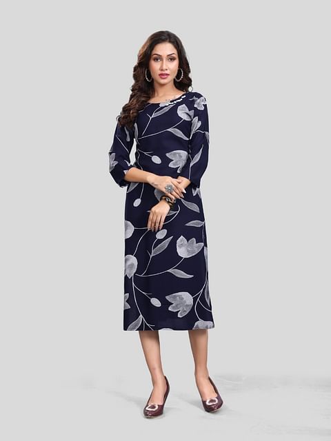 Authenzaa Women Kurti SFBKT045 Navy 