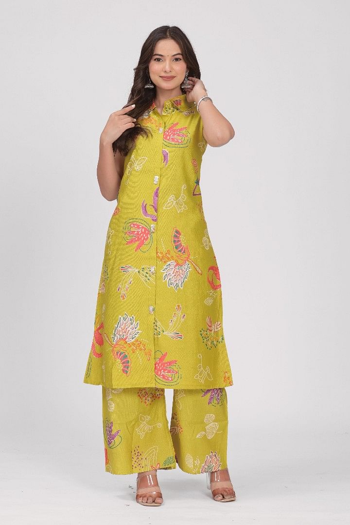 Authenzaa Women 2 Pcs Kurti Set SFBKS055 Green 