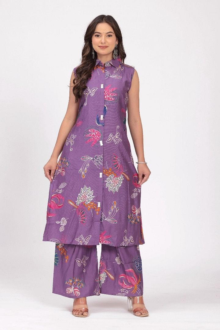 Authenzaa Women 2 PcsKurti Set SFBKS056 Lavender 