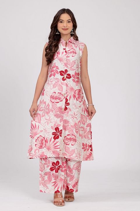 Authenzaa Women 2 Pcs Kurti Set SFBKS059 Pink 