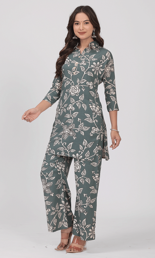 Authenzaa Women 2 Pcs Kurti Set SFBKS065 Green 