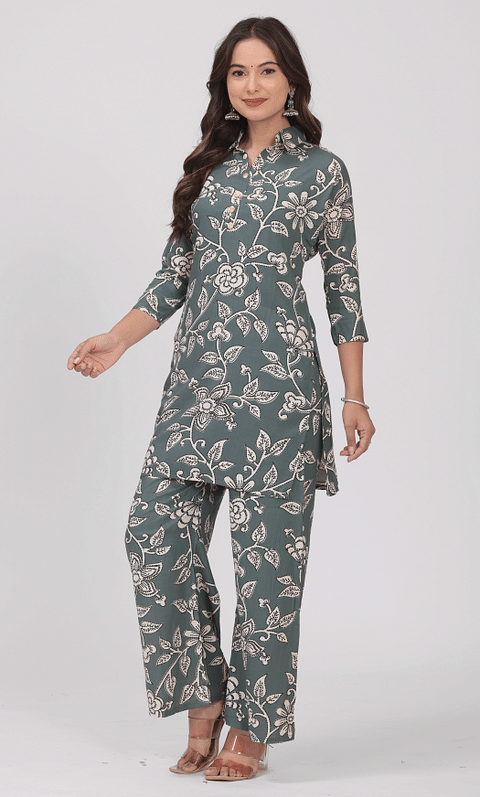 Authenzaa Women 2 Pcs Kurti Set SFBKS065 Green 