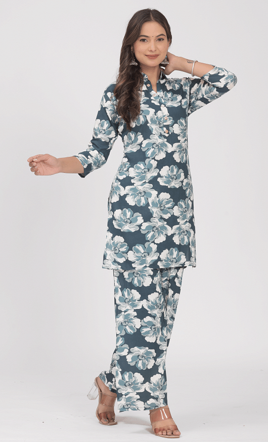 Authenzaa Women 2 Pcs Kurti Set SFBKS069 Green 