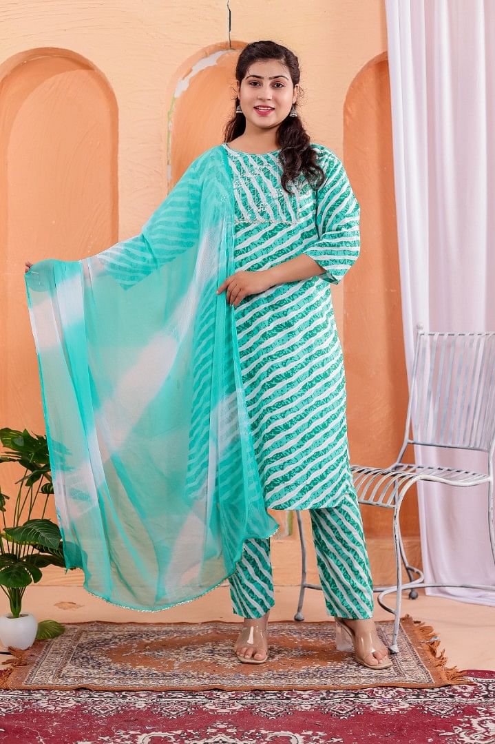 Authenzaa Women 3Pcs Kurti Set SFBKT083 Rama 