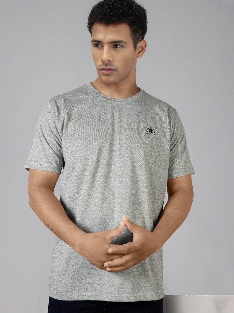 Authenzaa Men Round Neck T-Shirt SAVKF006 Light Grey 
