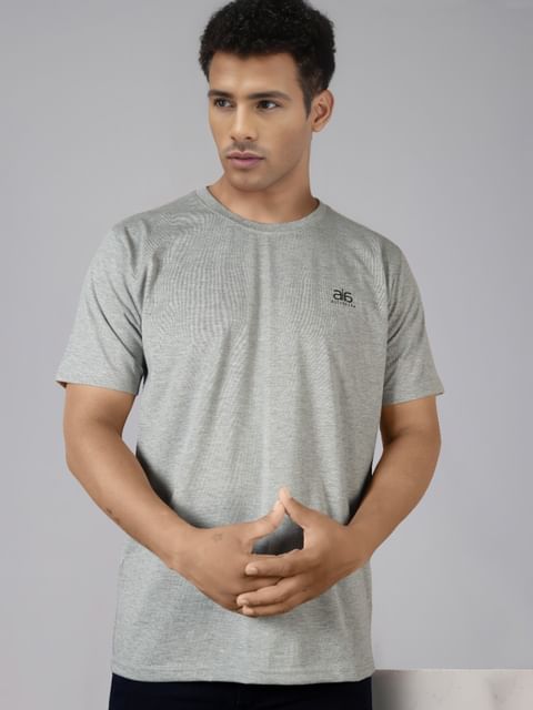 Authenzaa Men Round Neck T-Shirt SAVKF006 Light Grey 