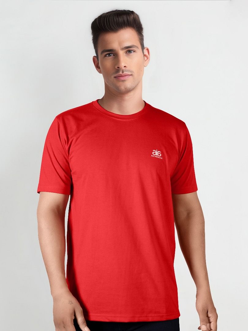 Authenzaa Men Round Neck T-Shirt SAVKF004 Red 