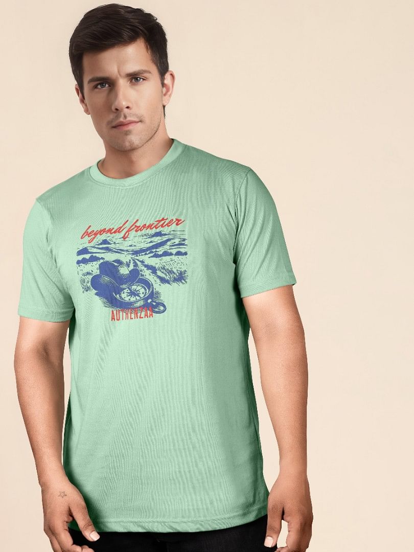 Authenzaa Men Round Neck T-Shirt SFRNT038 Pista 
