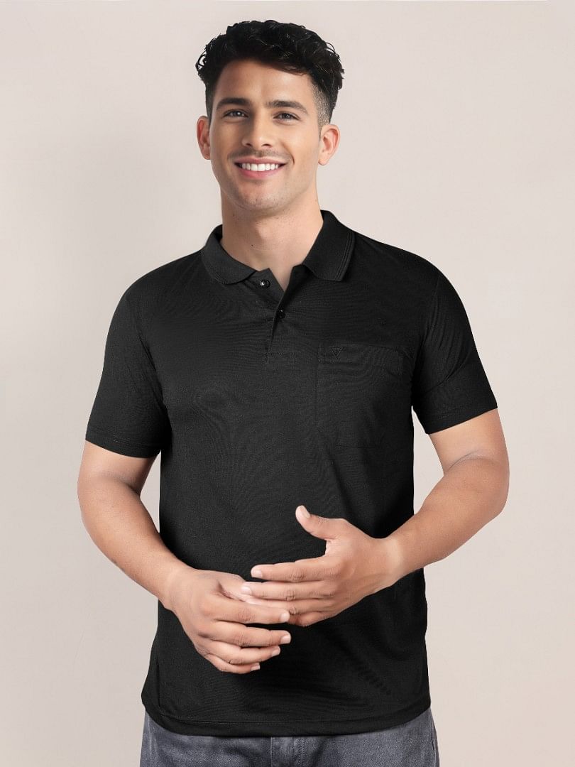 Authenzaa Men Polo T-Shirt GKPT031 Black 