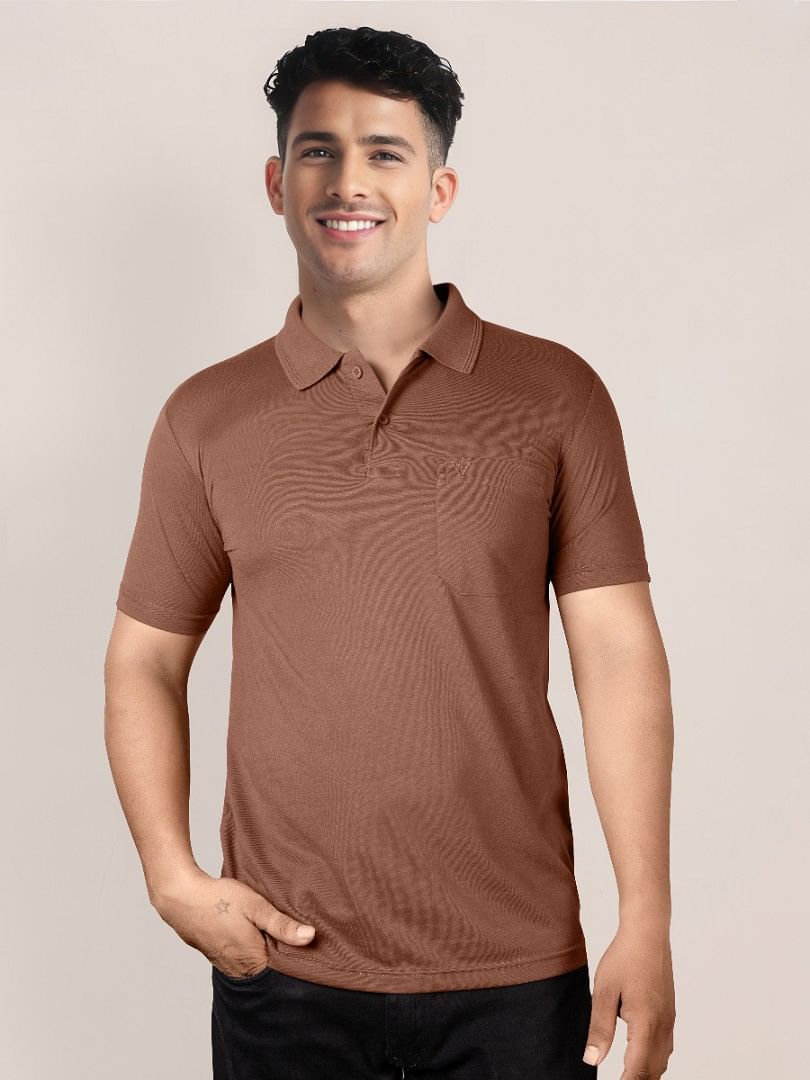 Authenzaa Men Polo T-Shirt GKPT033 Coffee 