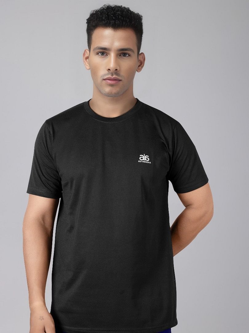 Authenzaa Men Round Neck T-Shirt SAVKF001 Black 