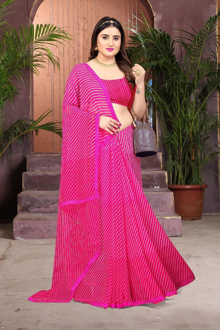 Authenzaa Women Leheriya Saree ASWS132 Rani 
