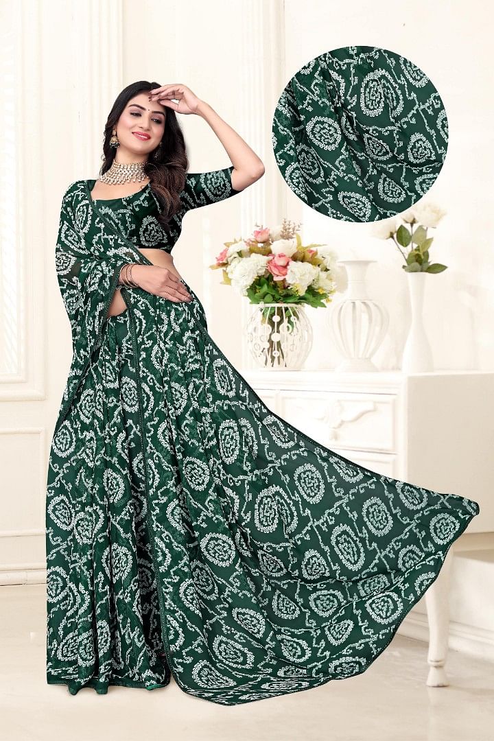 Authenzaa Women Saree ASWS153 Green