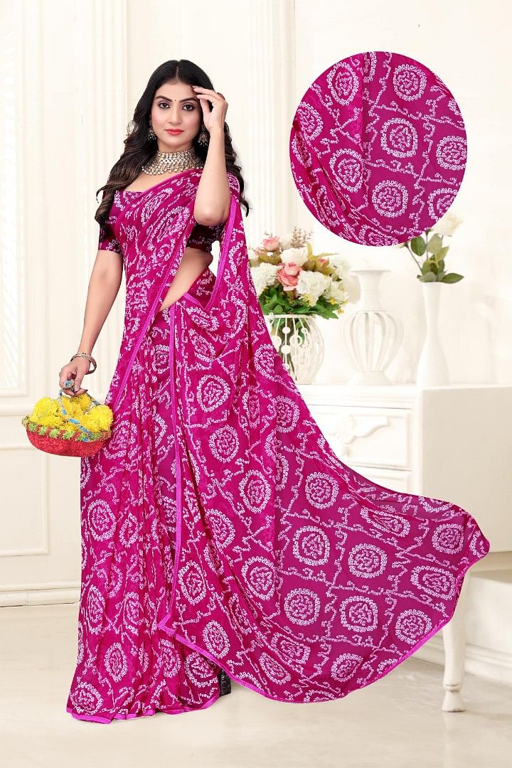 Authenzaa Women Saree ASWS153 Pink