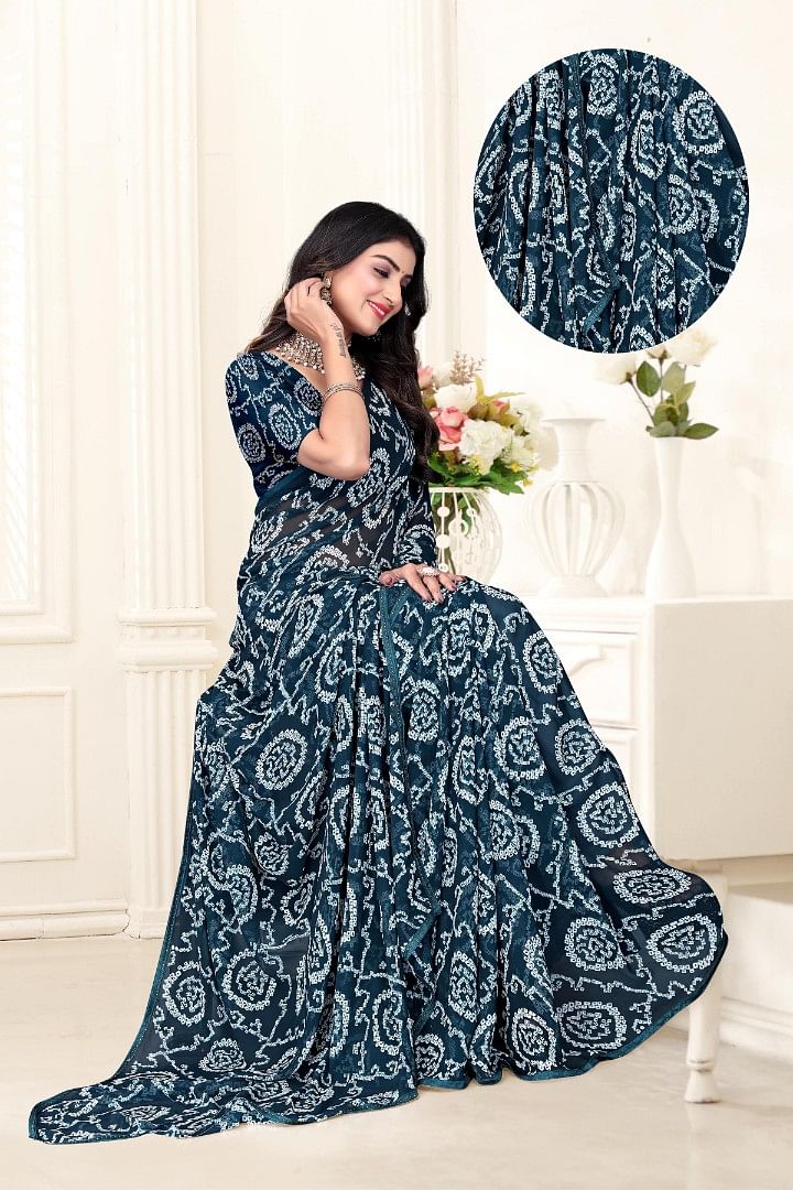 Authenzaa Women Saree ASWS153 Blue