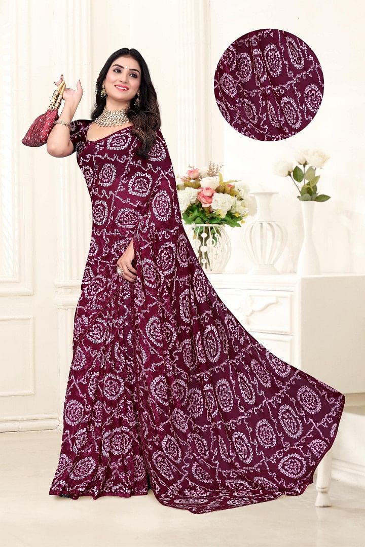 Authenzaa Women Saree ASWS153 Cherry