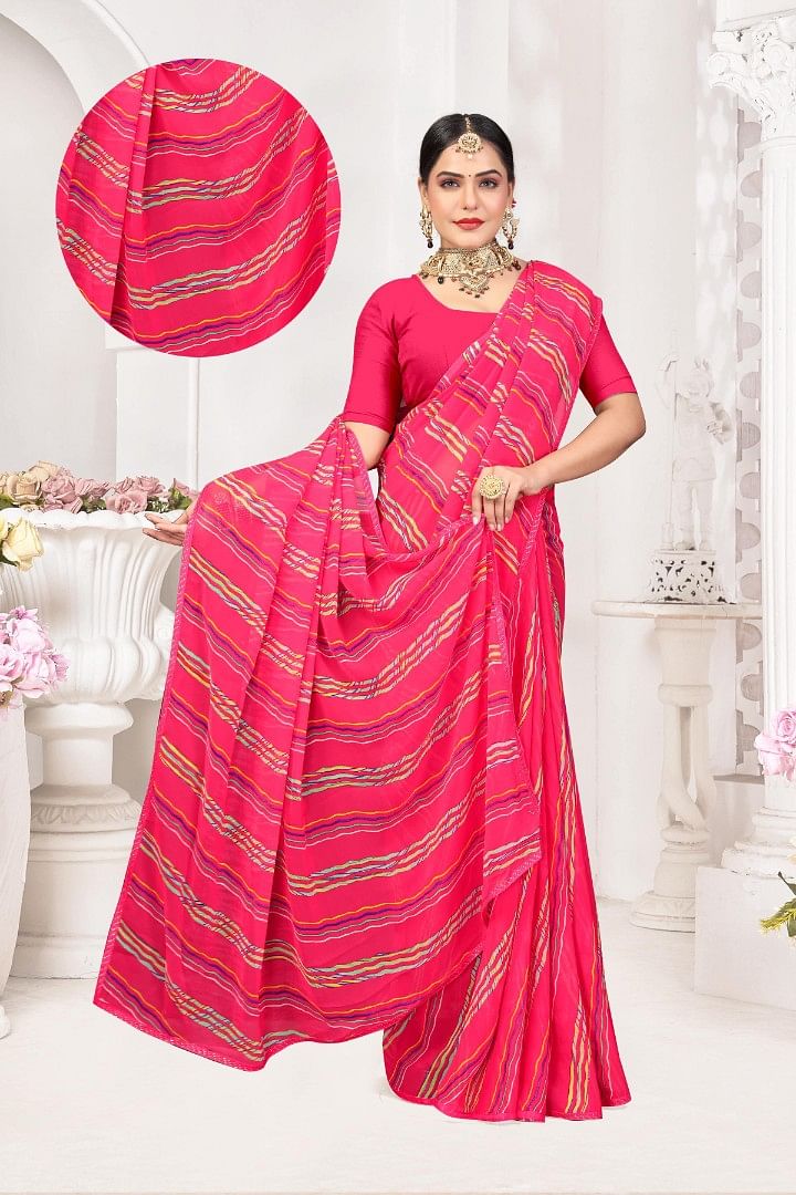 Authenzaa Women Leheriya Saree ASWS156 Carrot