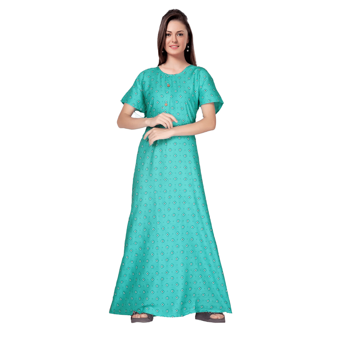 Authenzaa Women Nighty SMWN041 Aqua 