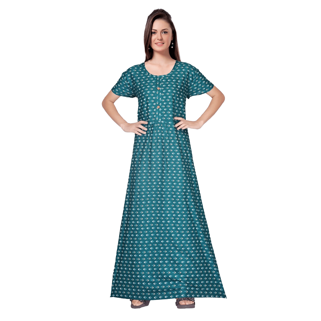 Authenzaa Women Nighty SMWN041 Teal 