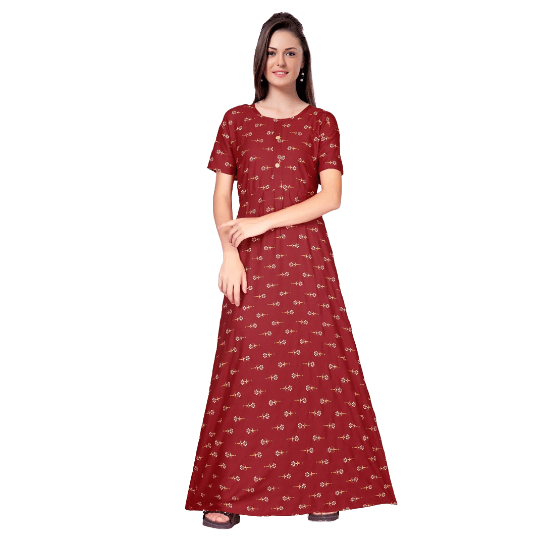 Authenzaa Women Nighty SMWN041 Dark Red 