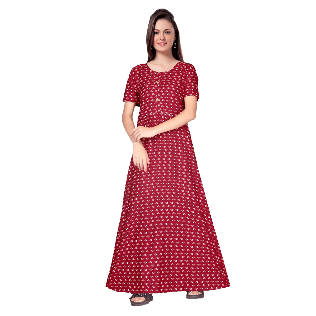 Authenzaa Women Nighty SMWN041 Red 