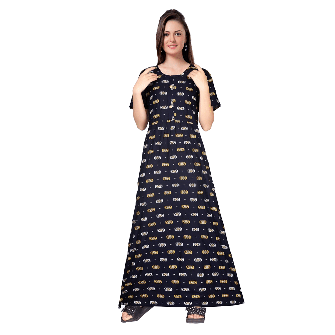 Authenzaa Women Nighty SMWN041 Navy 