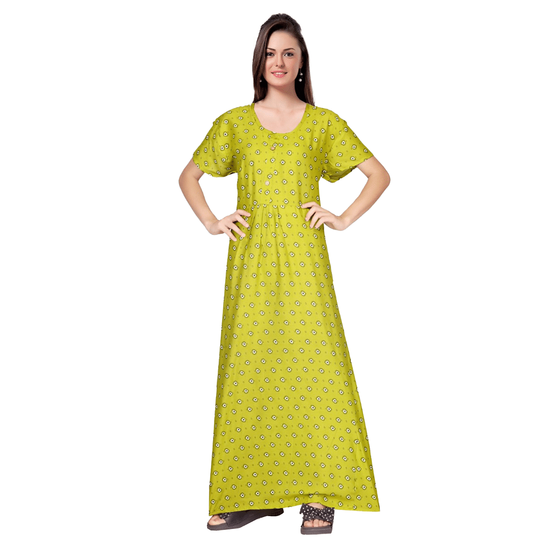 Authenzaa Women Nighty SMWN041 Yellow 