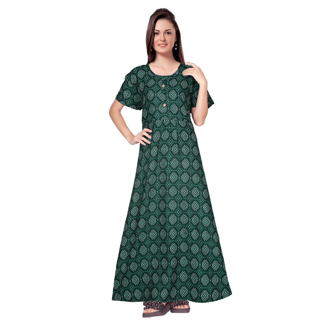 Authenzaa Women Nighty SMWN041 Dark Green 
