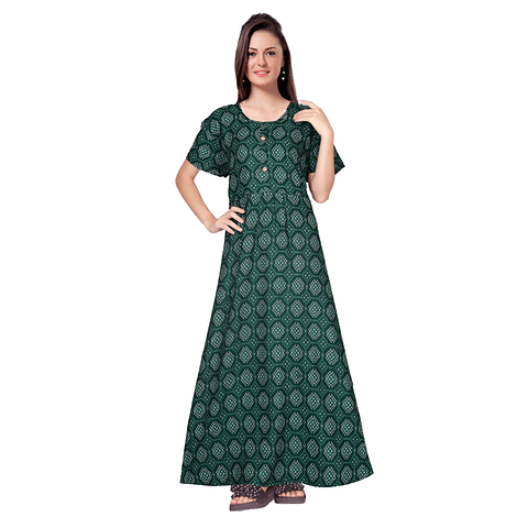 Authenzaa Women Nighty SMWN041 Dark Green 