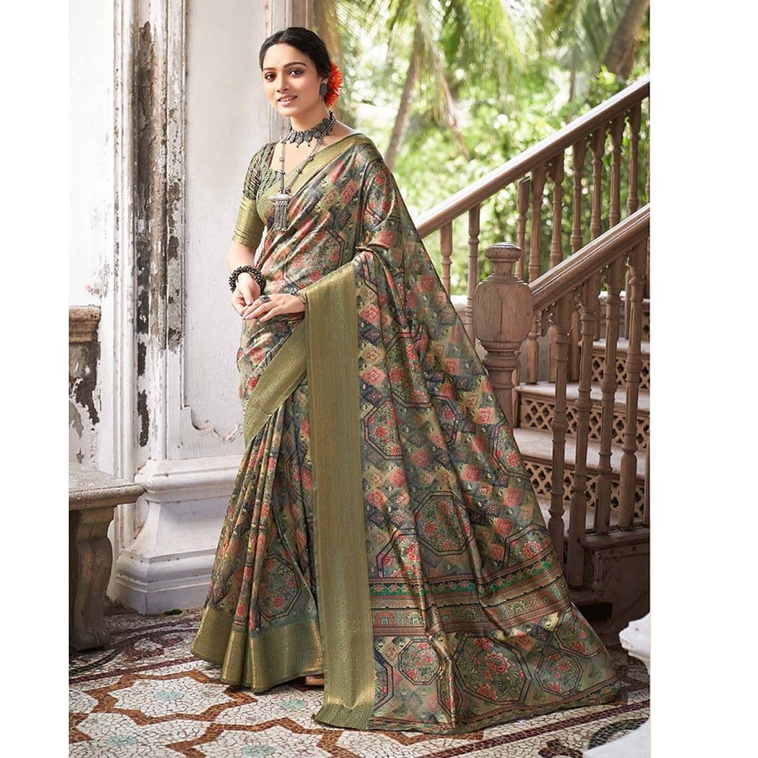 Authenzaa Women Saree SCWS012 Green 