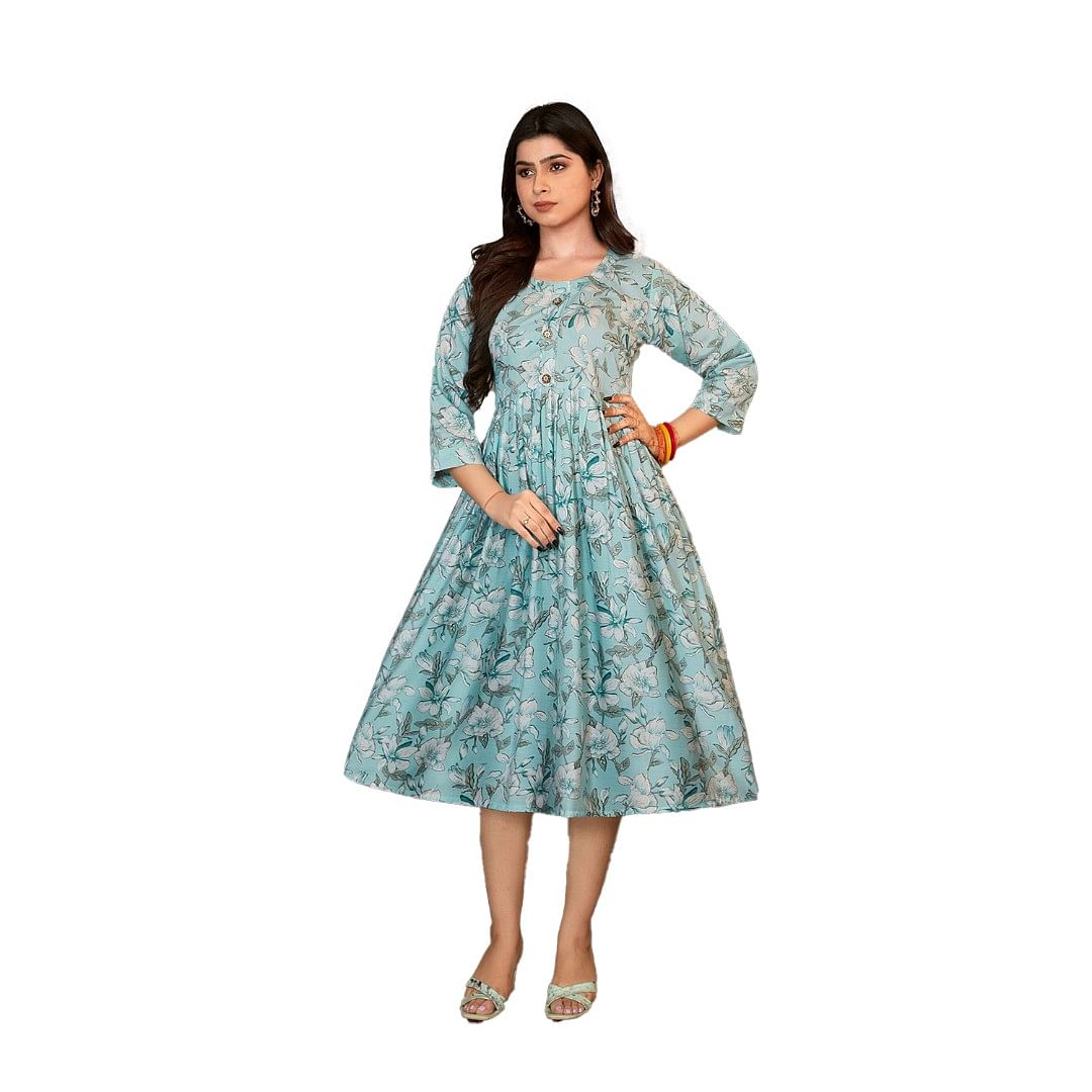 Authenzaa Women Kurti LPKT023 Sky Blue 